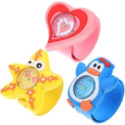 Hemobllo Spielzeug Für Kinder Kinder Holzuhr Kinder Silikon-Slap-Uhr Digitale Armbanduhr In Cartoon-Form (3 Stück) Kinderuhr Schnapparmband Armschlinge Kinderspielzeug von Hemobllo