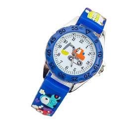 Hemobllo Süße Kinderuhr, Bagger-Design, 3D Cartoon-Uhr, Glaszifferblatt, analoge Quarz-Armbanduhr mit Silikonarmband, wasserdicht, modische Kinder-Lernuhr für Jungen/Mädchen von Hemobllo