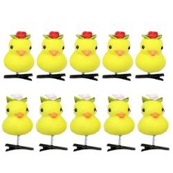 Gelbe Ente-Haarspangen, Cartoon-gelbe Ente, Frühlings-Haarspange, 10 Stück, niedliches kleines gelbes Enten-Haarnadel-Set für Mädchen und Frauen von Hemousy