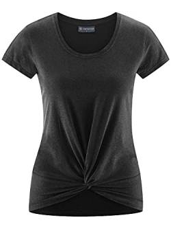 HempAge Damen Bio-Yoga-T-Shirt geknotet, Black, Gr. S von HempAge