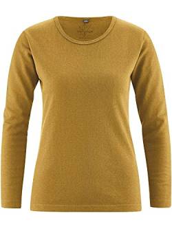 HempAge Damen Langarmshirt Basic Hanf/Bio-Baumwolle, Peanut, Gr. L von HempAge