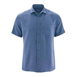 HempAge Herren Kurzarm-Hemd aus reinem Hanf, Blueberry, Gr. L von HempAge