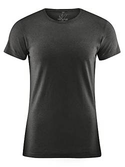 HempAge Herren Kurzarm-Shirt Slim fit Rundhalz Hanf Bio Baumwolle, Fair gehandelt (XXL, Schwarz) von HempAge