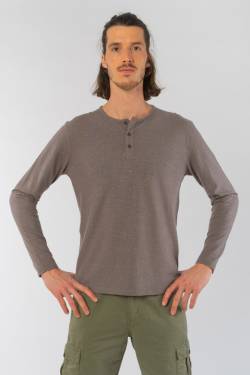 Henley Longsleeve aus Hanf & Bio Baumwolle, Leinen & Hanf von HempAge