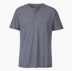 T-Shirt mit Knopfleiste aus Hanf und Bio-Baumwolle, rauchblau von HempAge