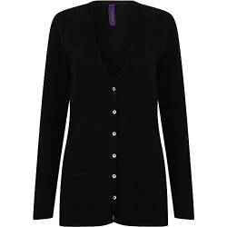 Henbury Damen Strickjacke mit V-Ausschnitt (3XL) (Schwarz) von Henbury