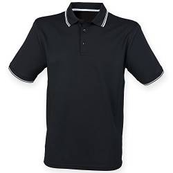 Henbury Herren Coolplus Polo-Hemd, Kurzarm (XL) (Schwarz/Weiß) von Henbury