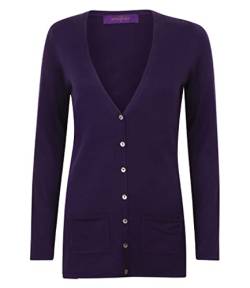 Henbury Womens v-button cardigan Purple XL von Henbury