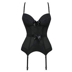 Hengzhifeng Body Corsage Damen Dessous Korsage Korsett Top mit Strapsen (EU 34-36,Schwarz) von Hengzhifeng