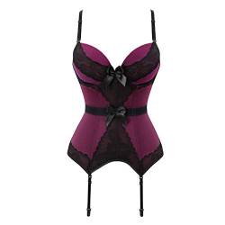 Hengzhifeng Body Corsage Damen Dessous Korsage Korsett Top mit Strapsen (EU 38-40,Lila) von Hengzhifeng