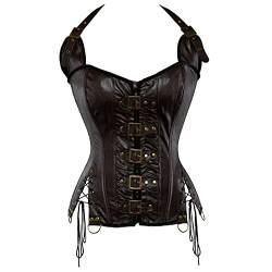 Hengzhifeng Corsage Pirat Damen Korsage Party Steampunk Korsett Top (EU 32-34,Braun) von Hengzhifeng