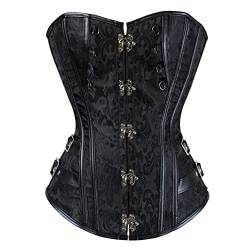 Hengzhifeng Corsage Steampunk Damen Brokat Korsage Halloween Korsett Top (EU 30-32,Schwarz) von Hengzhifeng