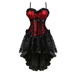 Hengzhifeng Damen Corsage mit Rock Steampunk Korsett Push Up Party Korsage Kostüm (EU 48-50,Rot) von Hengzhifeng