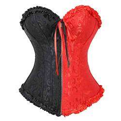 Hengzhifeng Party Corsage Damen Reissverschluss Korsage Gothic Korsett Top (EU 30-32,Rot Schwarz) von Hengzhifeng