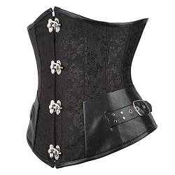 Hengzhifeng Steampunk Corsage Damen Unterbrust Kunstleder Halloween Korsett (EU 40-42,Schwarz) von Hengzhifeng