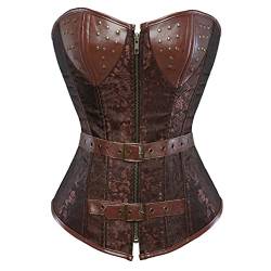 Hengzhifeng Western Corsage Damen Karneval Korsage Steampunk Korsett Top (EU 32-34,Braun) von Hengzhifeng