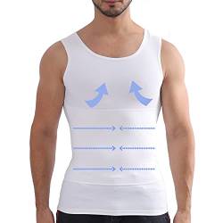 Henicepte Unterhemd für Herren, Bauchkontrolle, Brustkompression, versteckt, Gynäkomastie, Unterhemd, Shapewear, weiß, XL von Henicepte
