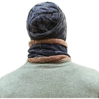 Henreal Mütze & Schal Strickmütze mit Halstuch (Stricken Schal Winter Hut Weiche, 2-tlg., Männer und Frauen Beanie Warme Mütze von Henreal