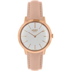 Henry London Damen Analog Quarz Uhr mit Leder Armband HL34-S0222 von Henry London