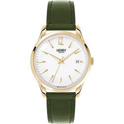 Henry London Herren Analog Quarz Uhr mit Leder Armband HL39-S-0098 von Henry London