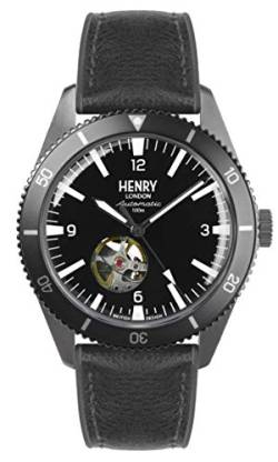 Henry London Herren Skeleton Automatik Uhr mit Silikon Armband HL42-AS-0332 von Henry London