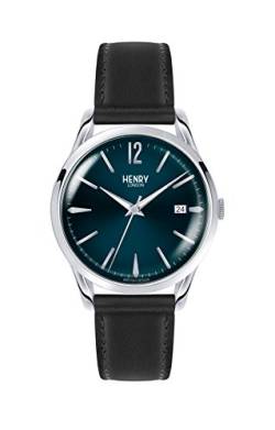 Henry London Unisex Analog Quarz Uhr mit Leder Armband HL39-S-0031 von Henry London