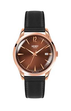 Henry London Unisex Analog Quarz Uhr mit Leder Armband HL39-S-0048 von Henry London