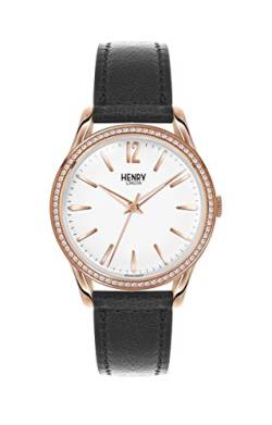 Henry London Unisex Analog Quarz Uhr mit Leder Armband HL39-SS-0032 von Henry London