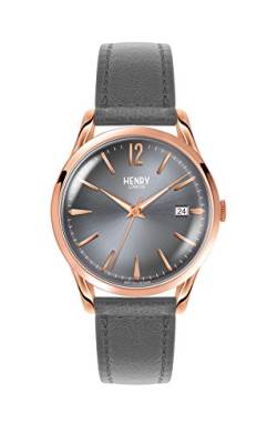 Henry London Unisex Datum klassisch Quarz Uhr mit Leder Armband HL39-S-0120 von Henry London