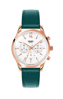 Henry London Unisex Erwachsene Chronograph Quarz Uhr mit Leder Armband HL39-CS-0144 von Henry London