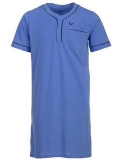 Henry Terre Herren Nachthemd Kurzarm Schlafanzug Brusttasche Schlafshirt Größe M-XXL, Farbe:Blau, Größe:L von Henry Terre