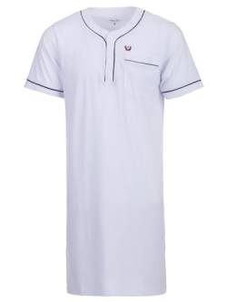 Henry Terre Herren Nachthemd Kurzarm Schlafanzug mit Brusttasche Schlafshirt (Weiß, XXL) von Henry Terre