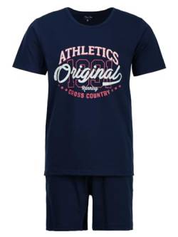 Henry Terre Herren Pyjama Set 2 TLG. Shorty Athletics Original Übergröße Baumwolle, Farbe:Navy, Größe:5XL von Henry Terre