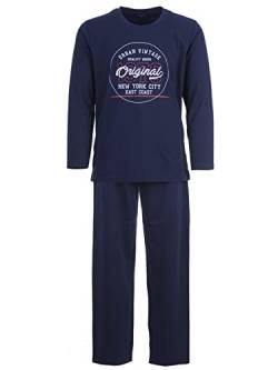 Henry Terre Herren Pyjama Set 2 TLG. Vintage Langarm Schlafanzug Baumwolle, Farbe:Navy, Größe:2XL von Henry Terre