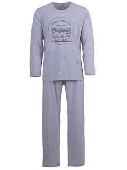 Henry Terre Herren Pyjama Set 2 TLG. Vintage Langarm Schlafanzug Baumwolle, Farbe:grau, Größe:L von Henry Terre