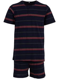 Henry Terre Herren Pyjama Shorty Pyjama Schlafanzug mit Streifen Sommer M-XXL, Farbe:Navy, Größe:XXL von Henry Terre