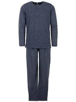 Herren Pyjama lang Knopfleiste geknöpft Baumwolle Schlafanzug Schlafshirt M-2XL, Farbe:Grau, Größe:XL von Henry Terre