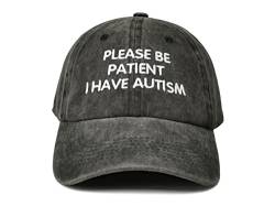 Hepandy Bestickte Hüte mit Aufschrift "Please Be Patient I Have Autismus", Please Be Patient I Have Autism (Washed Black), Einheitsgröße von Hepandy