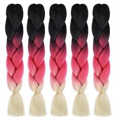 5 Stücke Jumbo Braids Extensions,120CM Jumbo Braid Kunsthaar Kanekalon Haar Flechten Extensions Ombre Braiding Hair Haarverlängerung Synthetic Zöpfe Box Braid Haar für Box Crochet Braids von Herbests