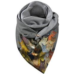 Herbests Damen Dreieckschal Warme Schal mit Knopf Winter Baumwolle Warm Halstuch Scarf Poncho Herbstschal Soft Wrap übergroßer Winddicht Schal Dreieckstuch Große Weiche Damenschal FüR Frauen von Herbests