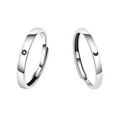 Herbests Sonne und Mond Paar Ring Set Verstellbar Ringe Set Mode Ring Ring Armband Verlobungsring Paar Für Männer Frauen Hochzeitsring Jahrestag Geschenk Party Schmuck Geschenke,Silber von Herbests