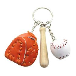 Schlüsselanhänger mit Mini Baseball, Handschuhen und Baseballschläger, Schlüsselring Koffer Rucksäcke Handtasche Anhänger Dekoration Auto Schlüsselbund Keychain Geschenk für Junge Baseball-Liebhaber von Herbests
