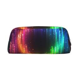 Federmäppchen, Regenbogenfarben, Neon-Leder, tragbar, Schreibwaren-Organizer, Stiftehalter, Make-up-Tasche mit Reißverschluss, silber, Einheitsgröße, Kosmetiktasche von HerfsT