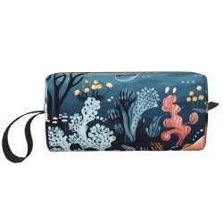 Make-up-Tasche für Damen, 3D-Glatzenadler, große Kapazität, Kosmetiktasche, tragbare Kulturbeutel, Reiseaufbewahrung, Robbenwal-Oktopus-Fisch, Einheitsgröße von HerfsT