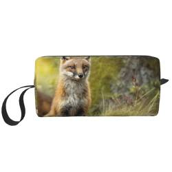 Make-up-Tasche für Damen, Libellenzaun, große Kapazität, Kosmetiktasche, tragbare Kulturbeutel, Reiseaufbewahrung, Tiere im Wald, Einheitsgröße von HerfsT