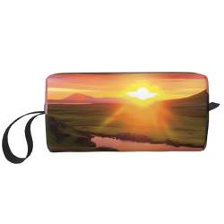 Make-up-Tasche für Damen, Regenbogenfarben, bunt, großes Fassungsvermögen, tragbare Kulturbeutel, Reiseaufbewahrung, Island Sunset, Einheitsgröße von HerfsT