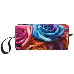 Make-up-Tasche für Damen, Rosenblütenblatt, große Kapazität, Kosmetiktasche, tragbare Kulturbeutel, Reiseaufbewahrung, Rosen Blumen, Einheitsgröße von HerfsT