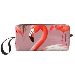 Make-up-Tasche für Damen, frische Zitrone, große Kapazität, tragbare Kulturbeutel, Reiseaufbewahrung, Flamingo, Einheitsgröße von HerfsT