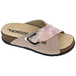 Hergos, Damen-Sandale mit verstellbarem Klettverschluss, Puder, Puder, 35 EU von Hergos