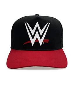 WWE Baseballkappe für Herren, Schwarz/Rot, Rückenschlaufe, 100 % Baumwolle von Heroes Inc.